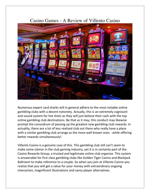 Casino Games - A Review of Villento Casino