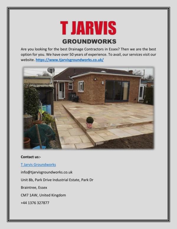 Drainage Contractors Essex - T Jarvis Groundworks