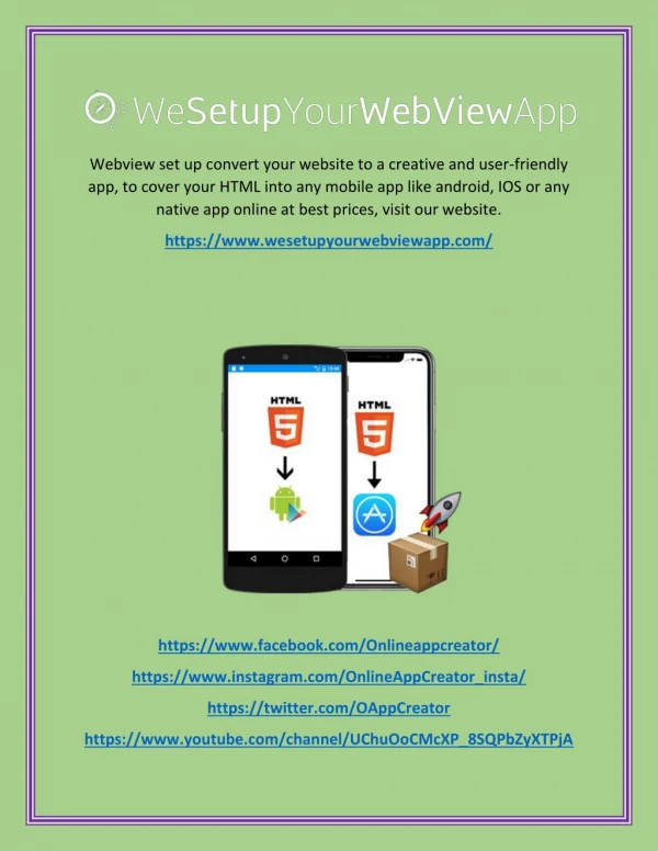 Convert Html into Android App - Wesetupyourwebviewapp.com