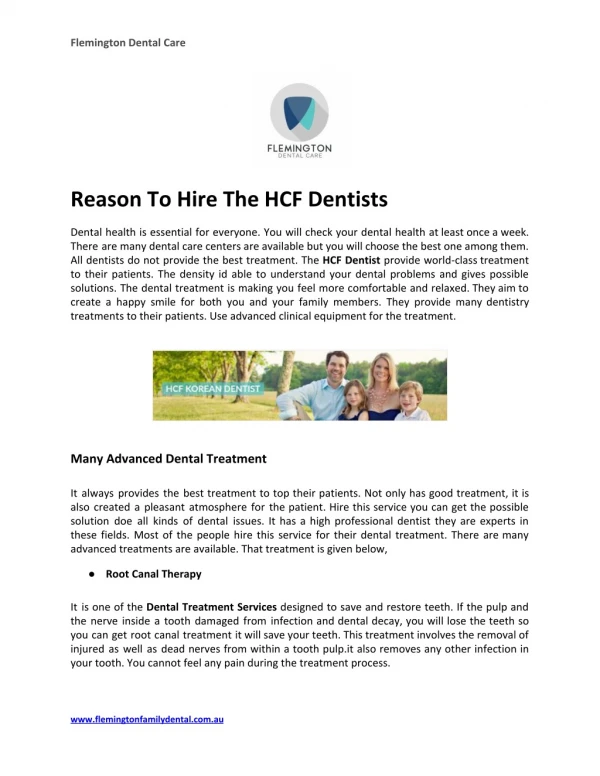 Reason To Hire The HCF Dentists