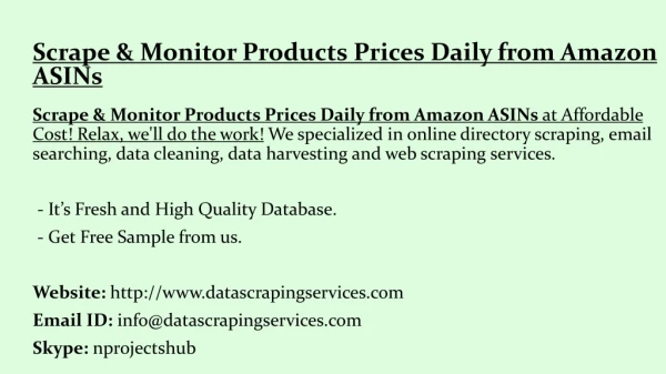 scrape monitor products prices daily from amazon asins