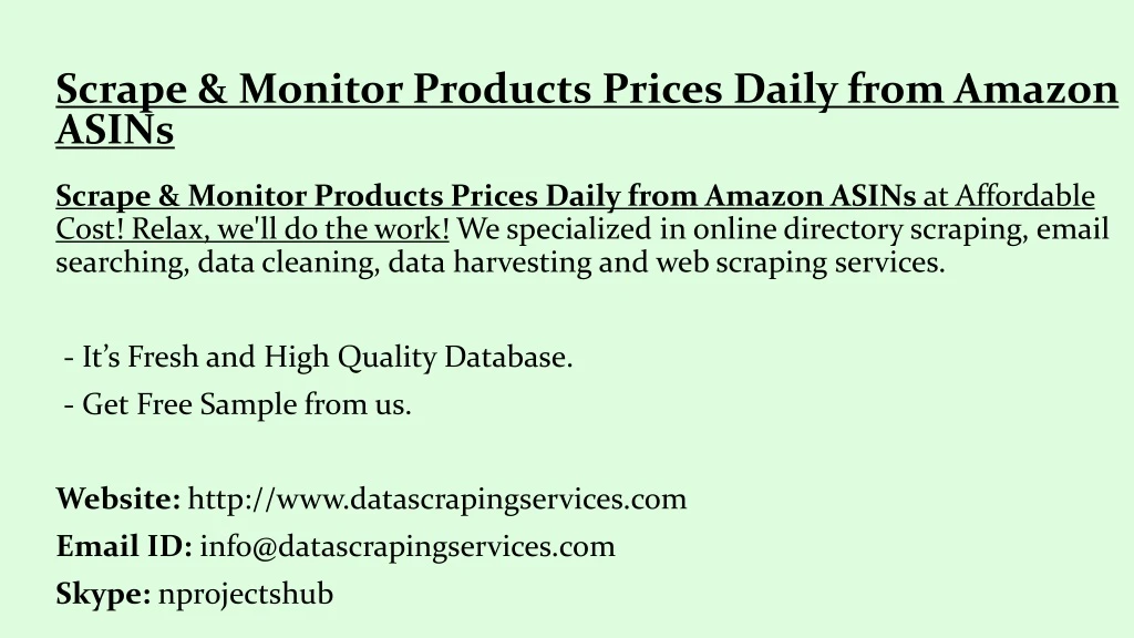 scrape monitor products prices daily from amazon asins