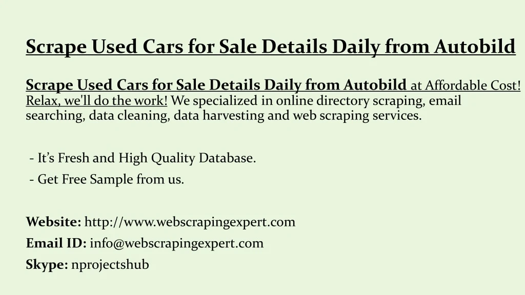 scrape used cars for sale details daily from autobild