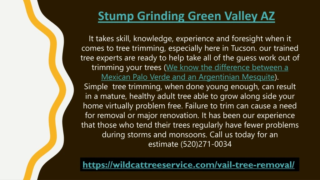 stump grinding green valley az