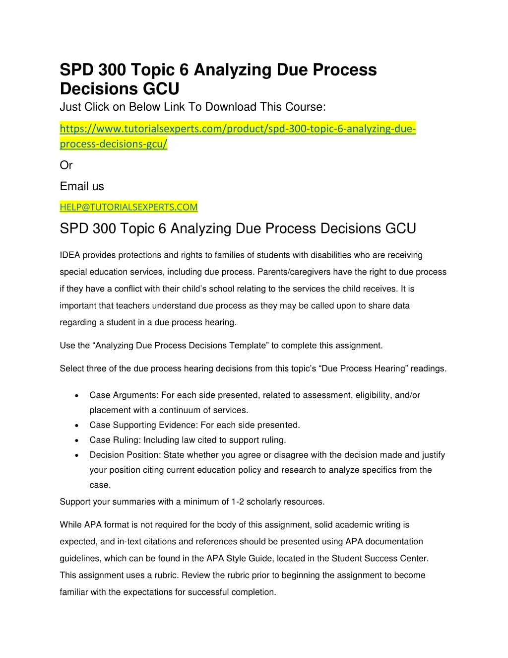 spd 300 topic 6 analyzing due process decisions