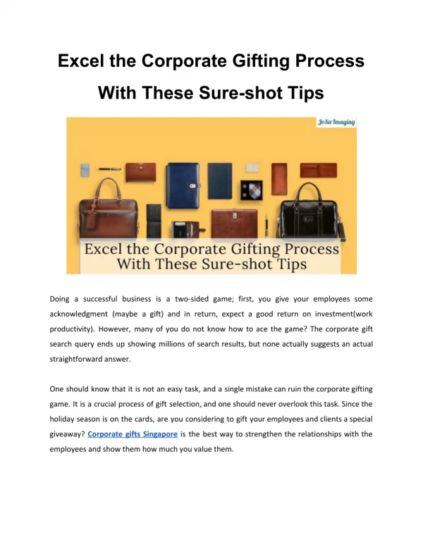 excel the corporate gifting process