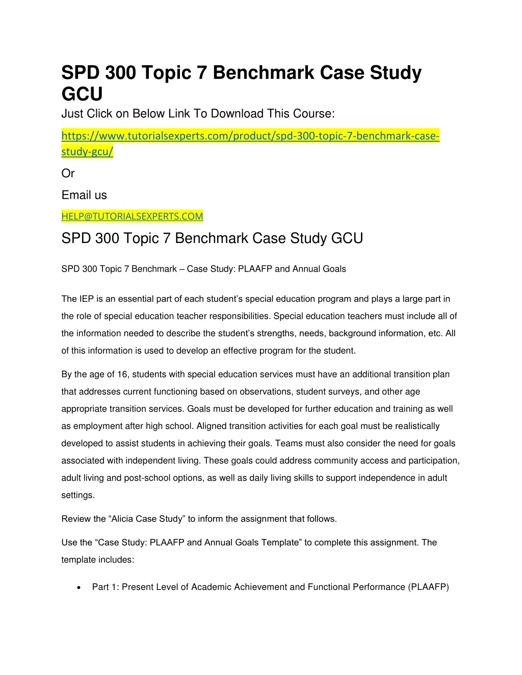 spd 300 topic 7 benchmark case study gcu just