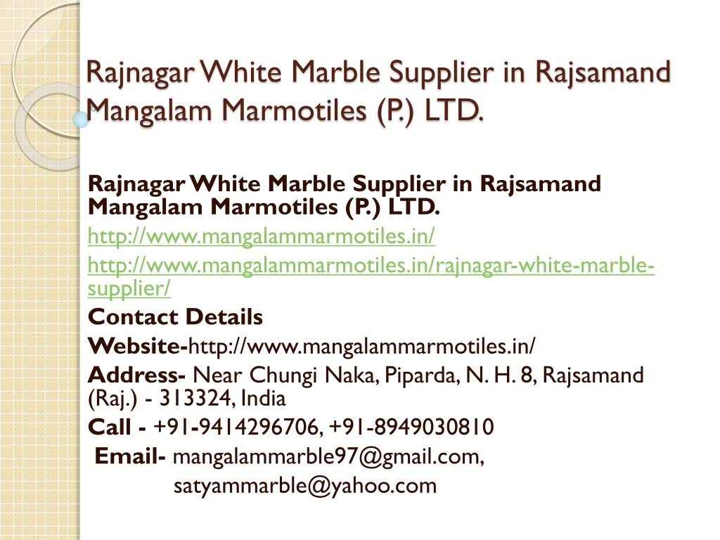 rajnagar white marble supplier in rajsamand mangalam marmotiles p ltd