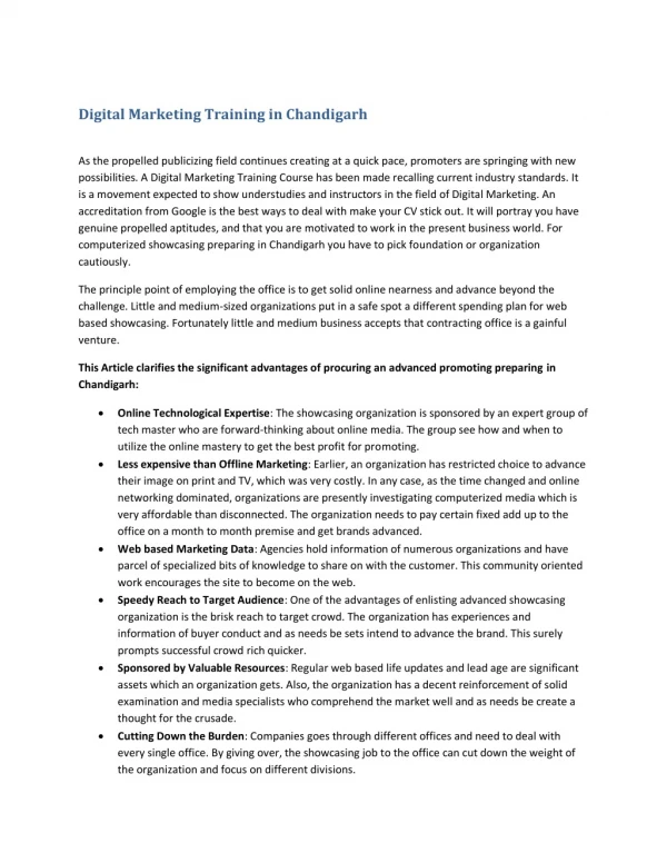digital marketing training in chandigarh
