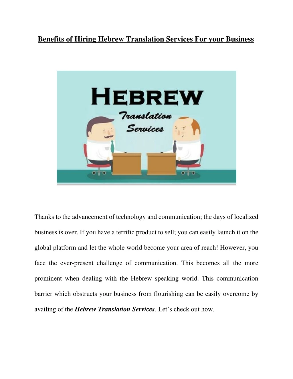 benefits of hiring hebrew translation services