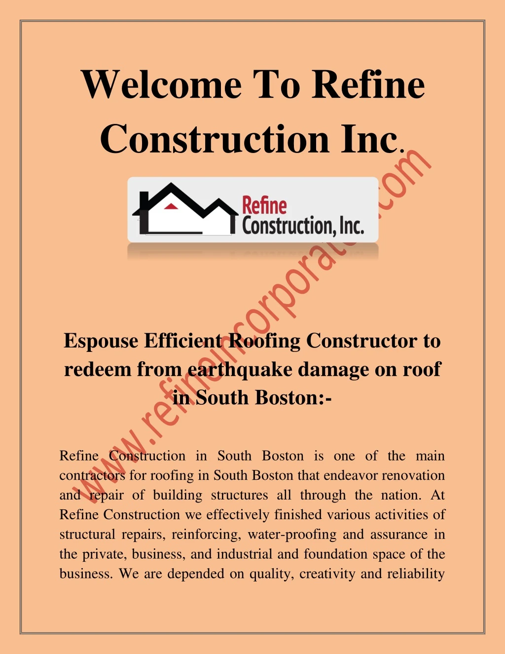 welcome to refine construction inc