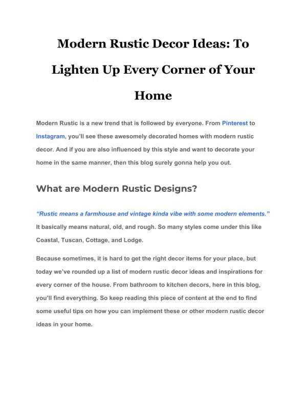 modern rustic decor ideas to