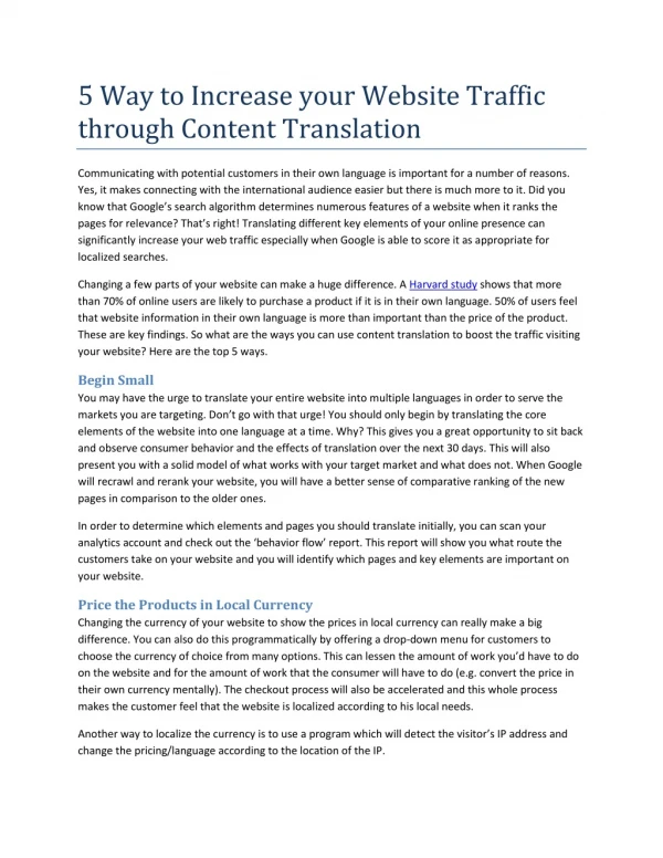 5 Way to Increase your Website Traffic through Content Translation