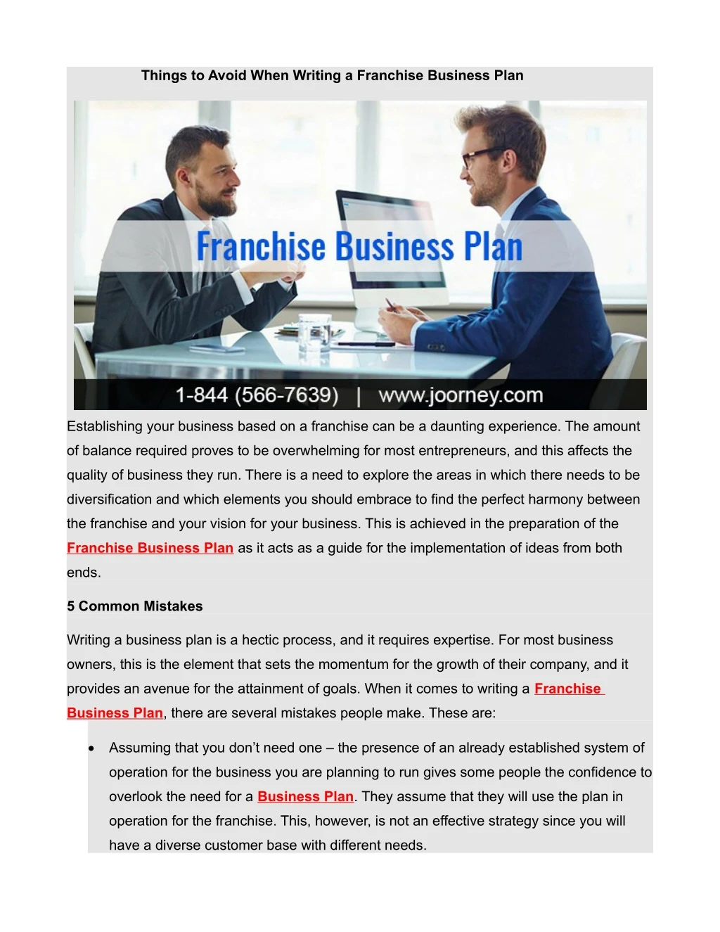 things to avoid when writing a franchise business