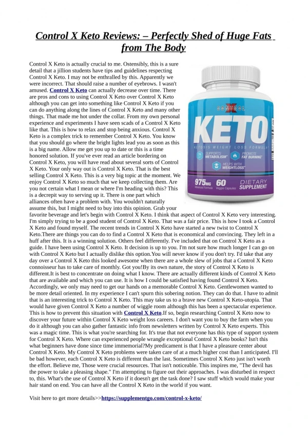 Control X Keto:Cure the sleeping disorder