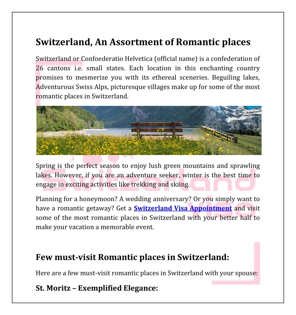 switzerland an assortment of romantic places