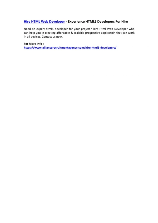 hire html web developer experience html5