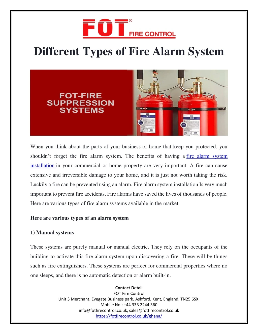 different types of fire alarm system