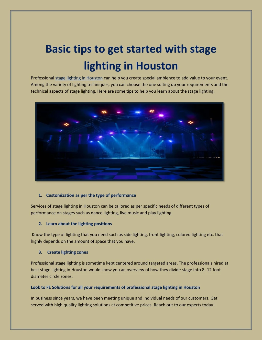 basic tips to get started with stage lighting