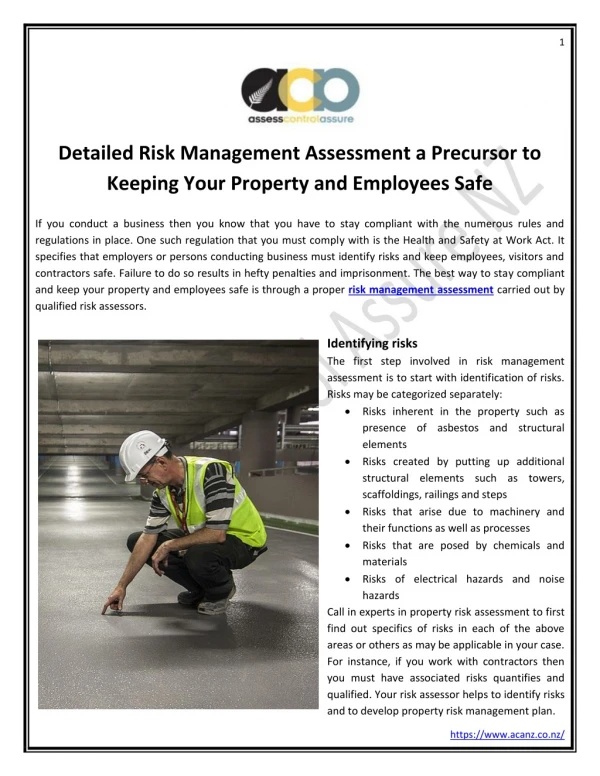 Detailed Risk Management Assessment a Precursor to Keeping Your Property and Employees Safe