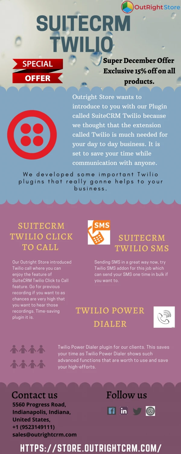 SuiteCRM Twilio Service, SMS, ClicktoCall, Power Dialer