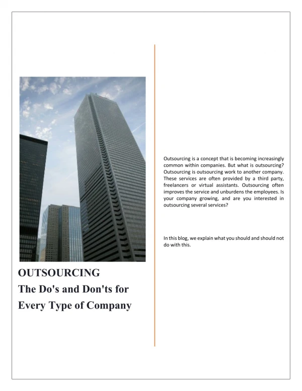 Outsourcing: the do's and don'ts for every type of company