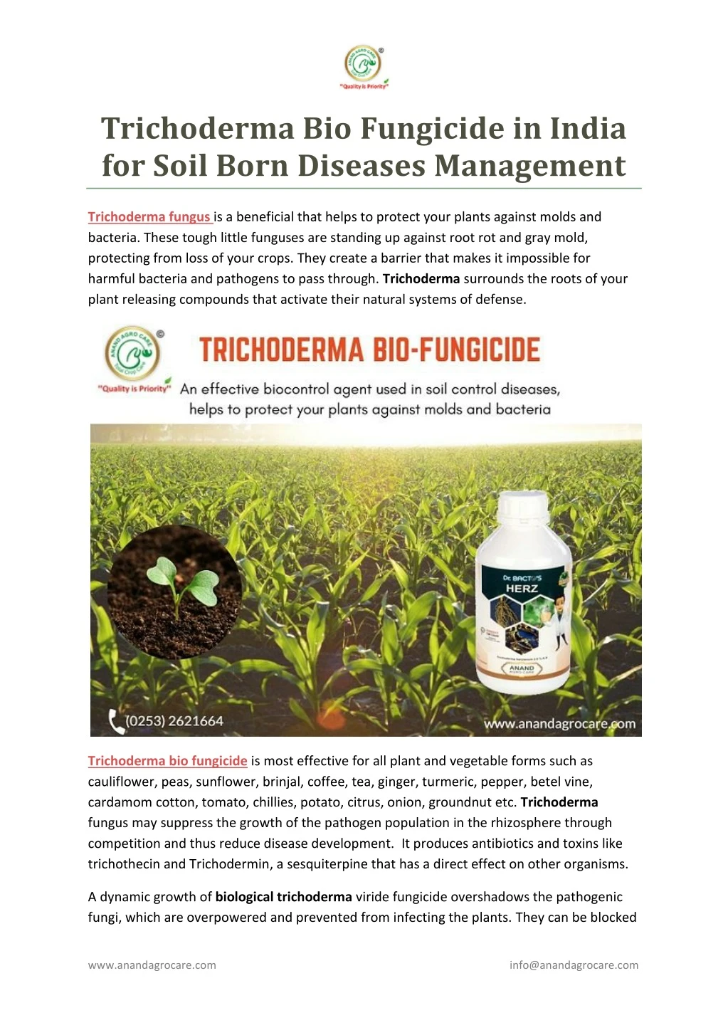 trichoderma bio fungicide in india for soil born