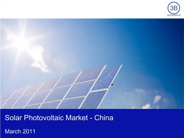 Solar Photovoltaic Market in China 2011