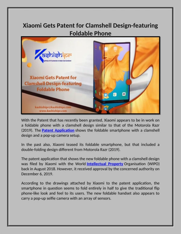 xiaomi gets patent for clamshell design featuring