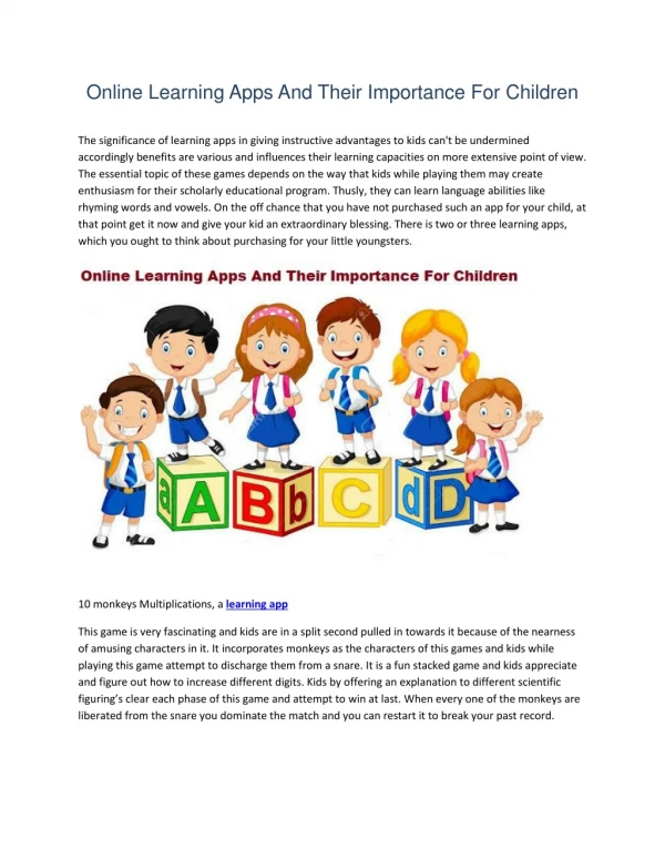 Online Learning Apps And Their Importance For Children