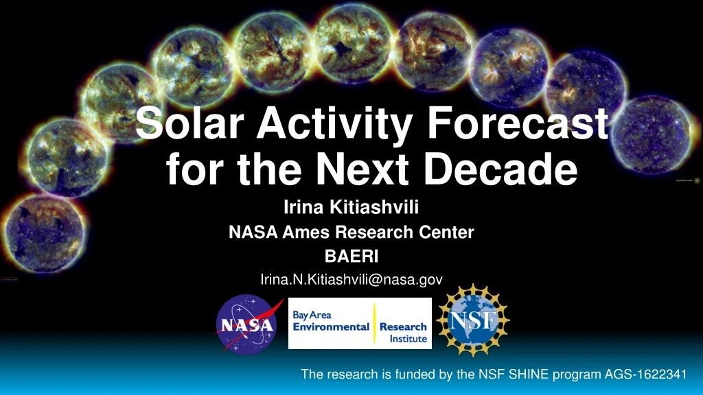 solar activity forecast for the next decade