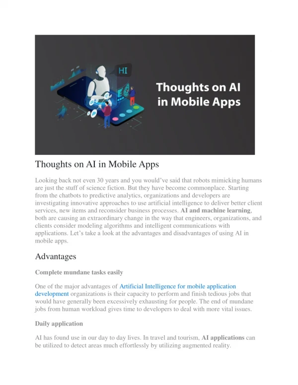 Thoughts on AI in Mobile Apps
