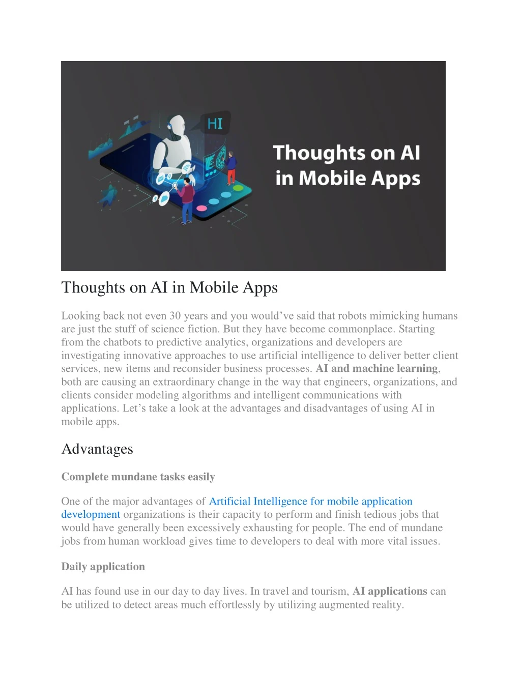 thoughts on ai in mobile apps