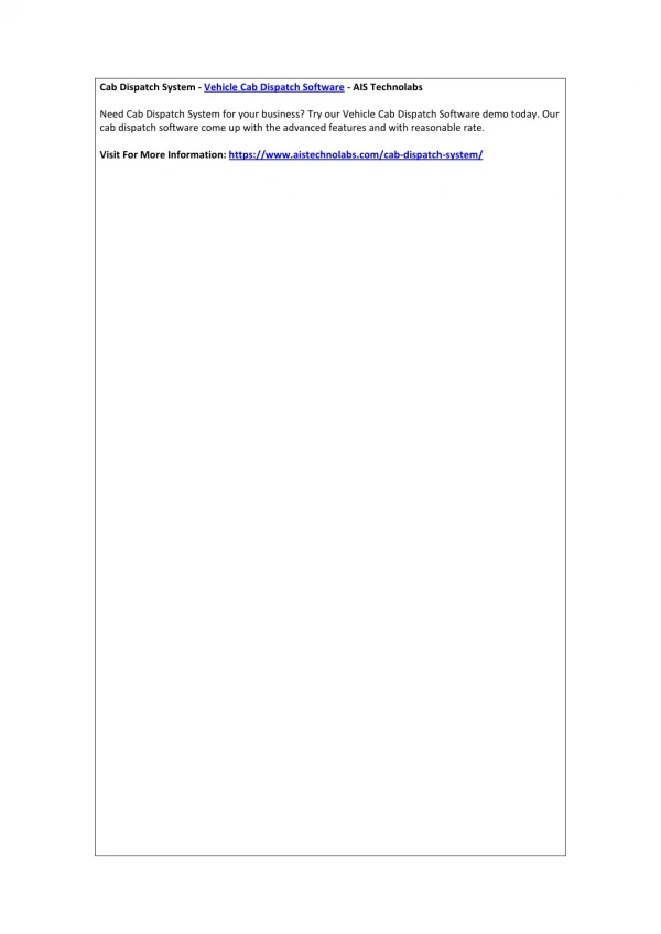 cab dispatch system vehicle cab dispatch software