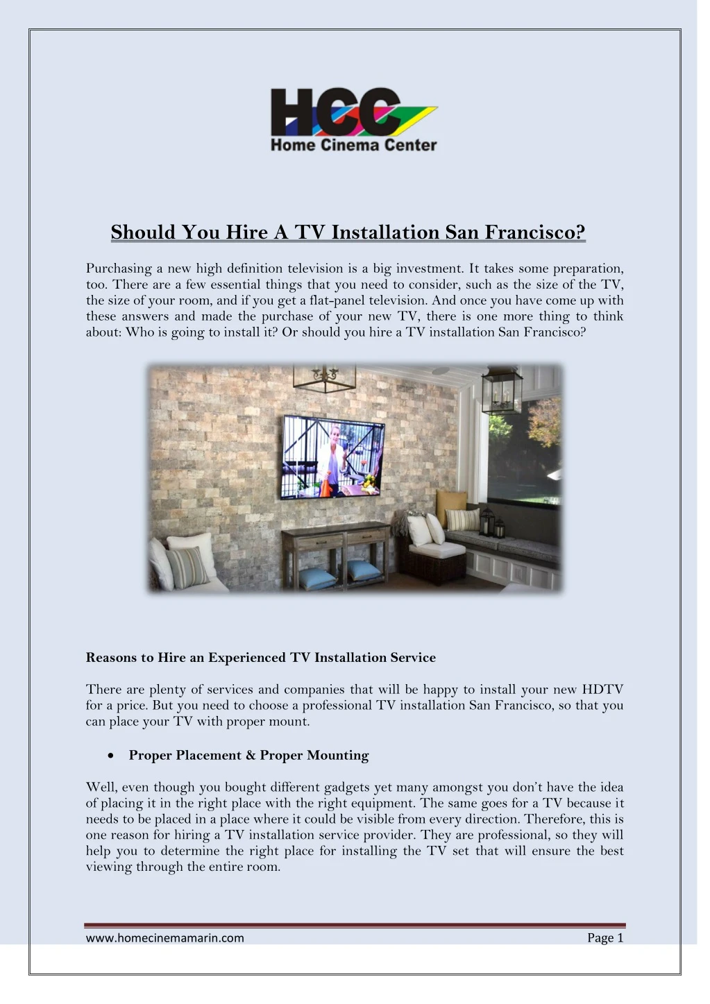 should you hire a tv installation san francisco