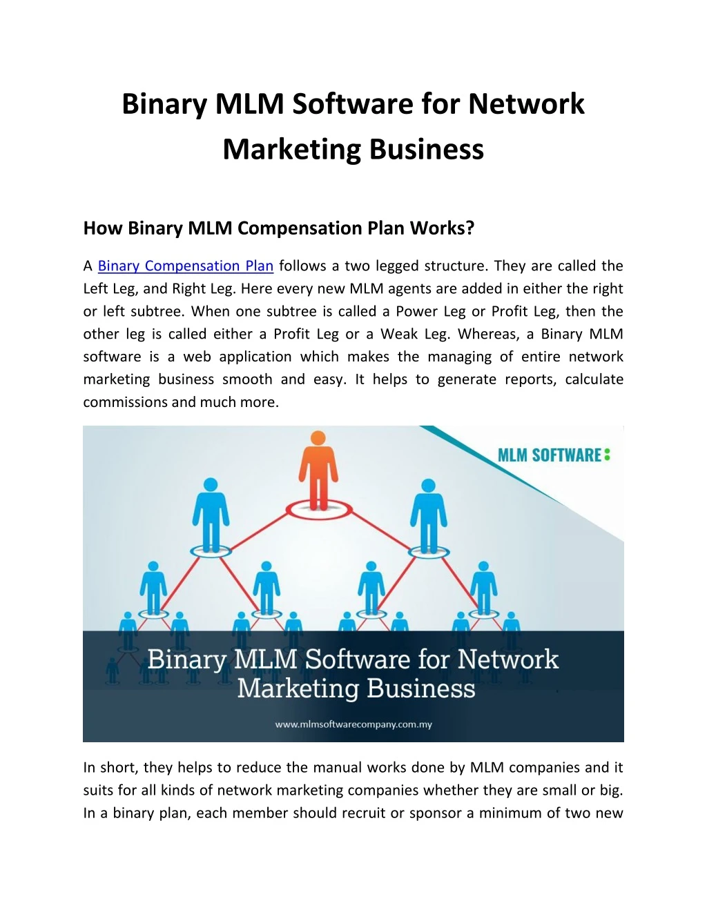 binary mlm software for network marketing business