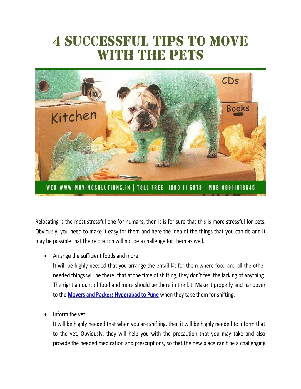 4 successful tips to move with the pets