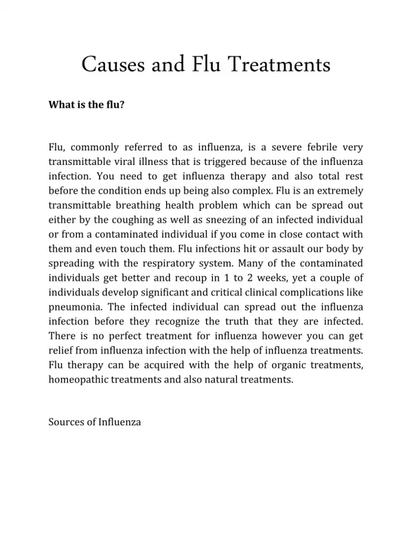Causes and Flu Treatments