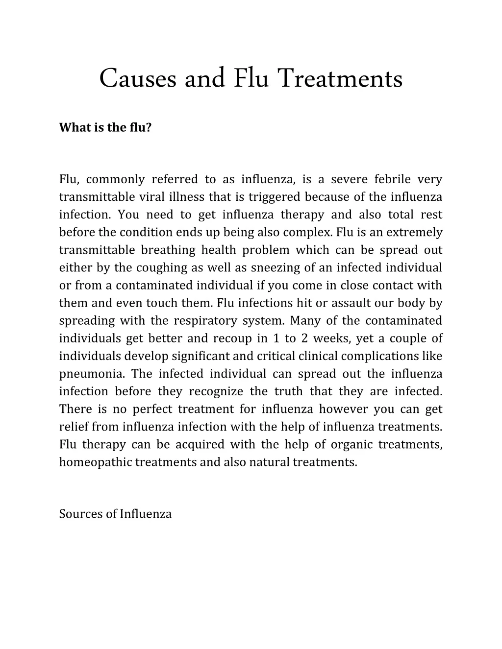 causes and flu treatments