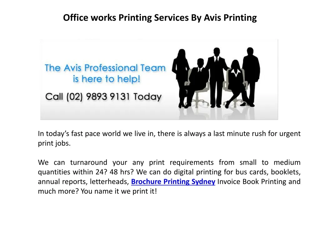 office works printing services by avis printing