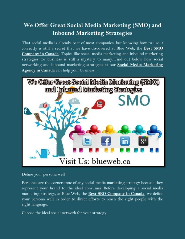 We Offer Great Social Media Marketing (SMO) and Inbound Marketing Strategies