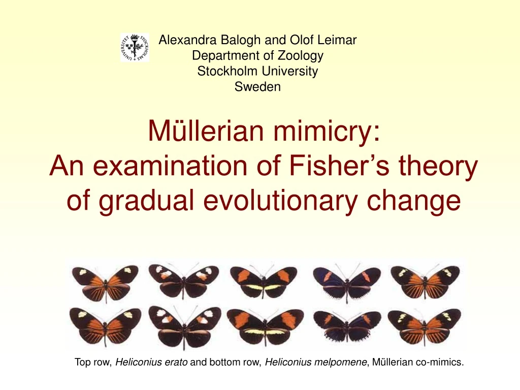 m llerian mimicry an examination of fisher s theory of gradual evolutionary change