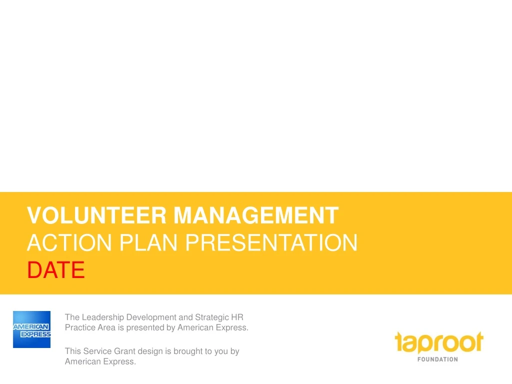 volunteer management action plan presentation date
