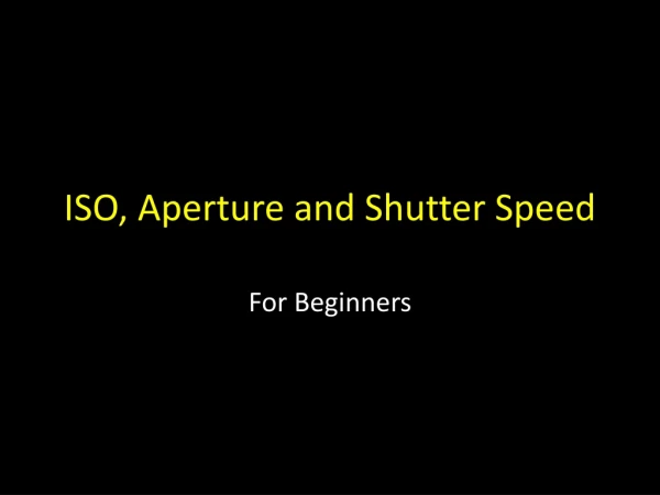 ISO, Aperture and Shutter Speed
