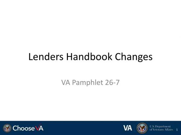 Lenders Handbook Changes