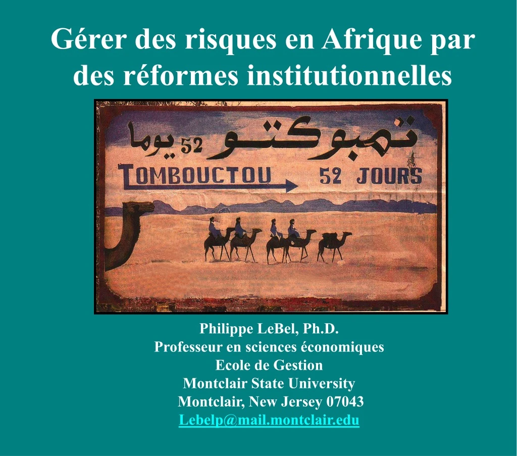 g rer des risques en afrique par des r formes institutionnelles