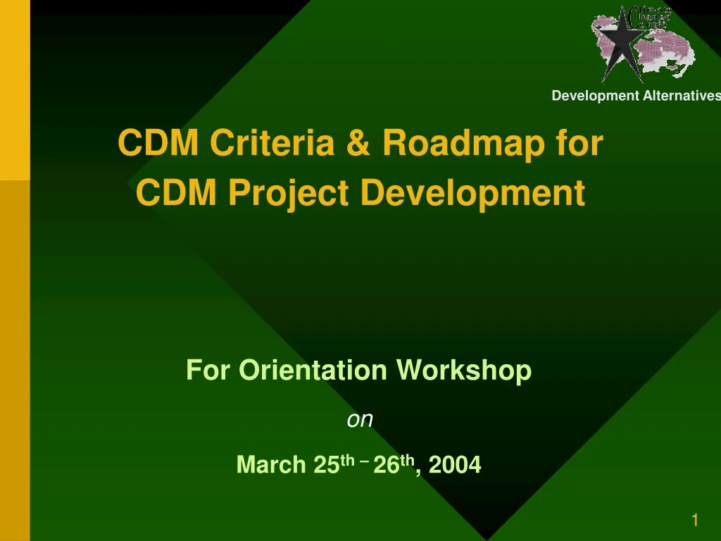 cdm criteria roadmap for cdm project development