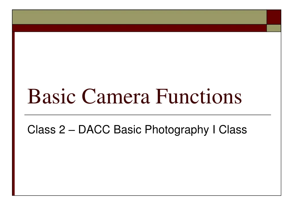 basic camera functions