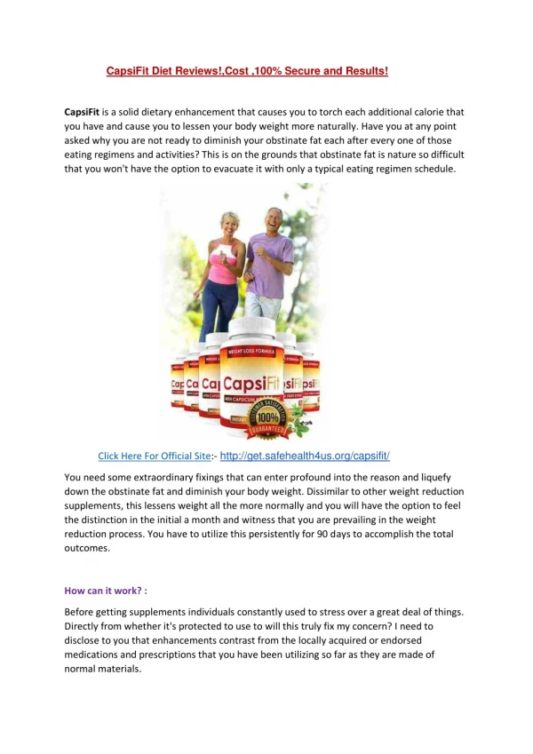 CapsiFit Diet Reviews!,Cost ,100% Secure and Results!