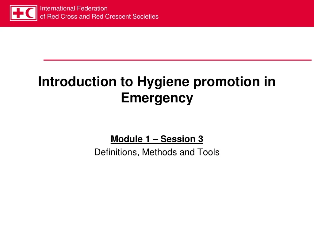 introduction to hygiene promotion in emergency